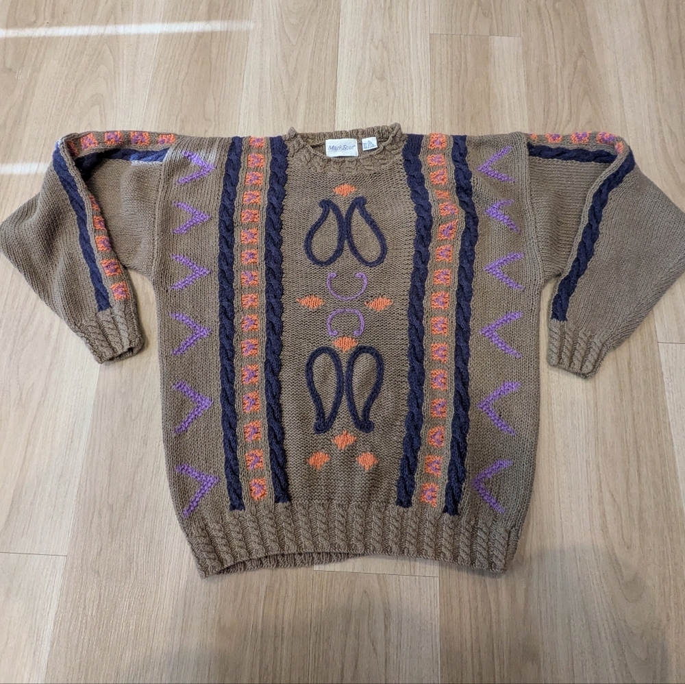 Vintage Mark Scot Linen/Cotton Chunky Sweater Size Xl
